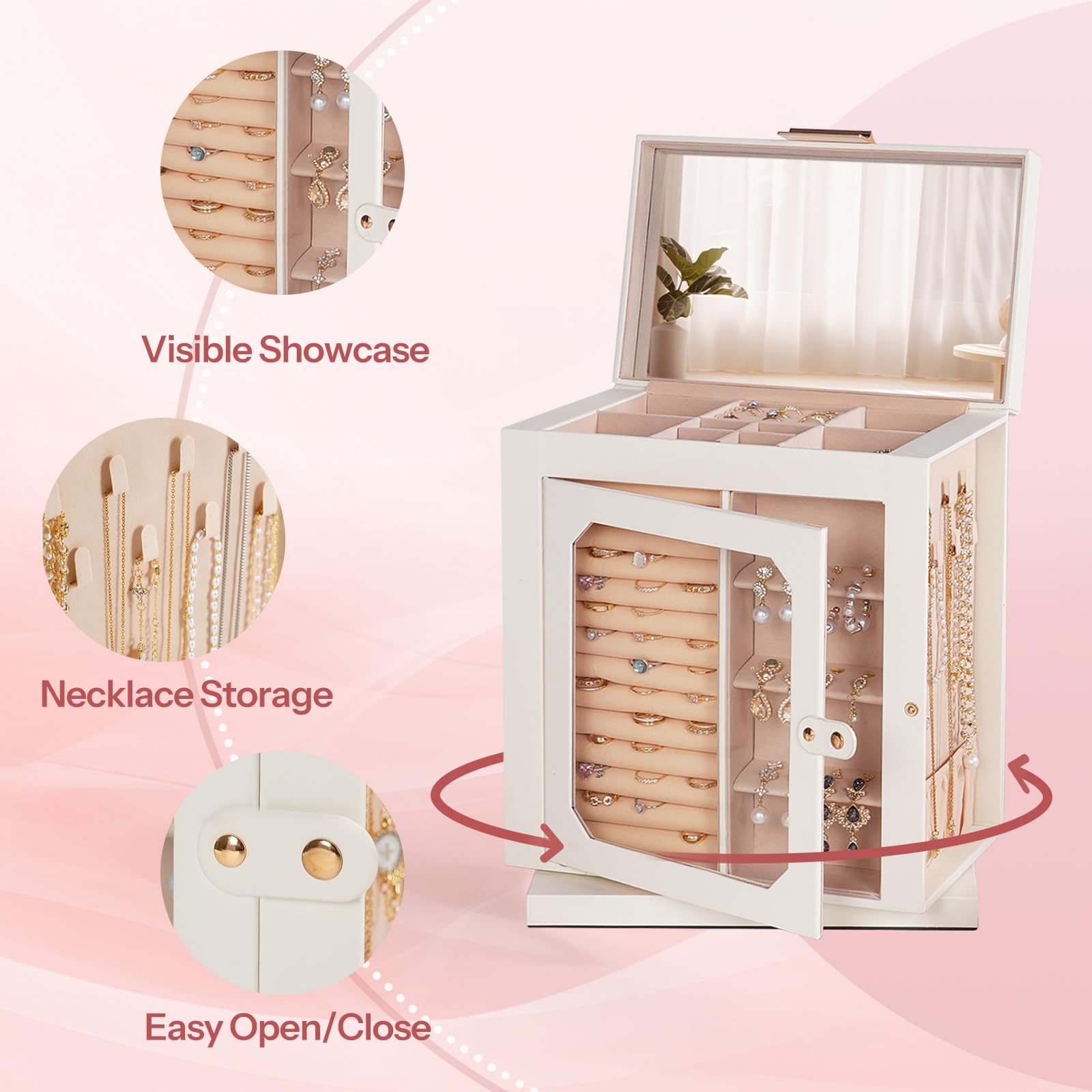 hoobro-jewelry-boxes-bo-te-bijoux-blanche-pivotante-6-tiroirs image 8