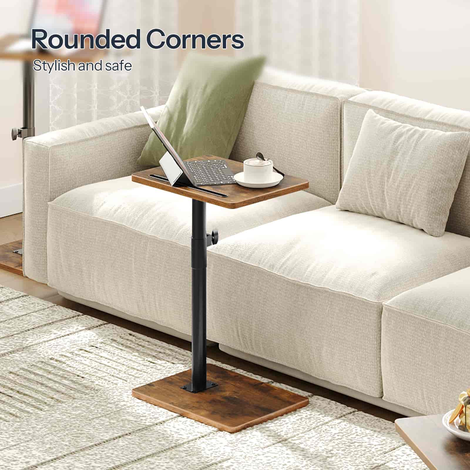 hoobro-tv-tray-tables-table-canap-marron-hauteur-r-glable image 4