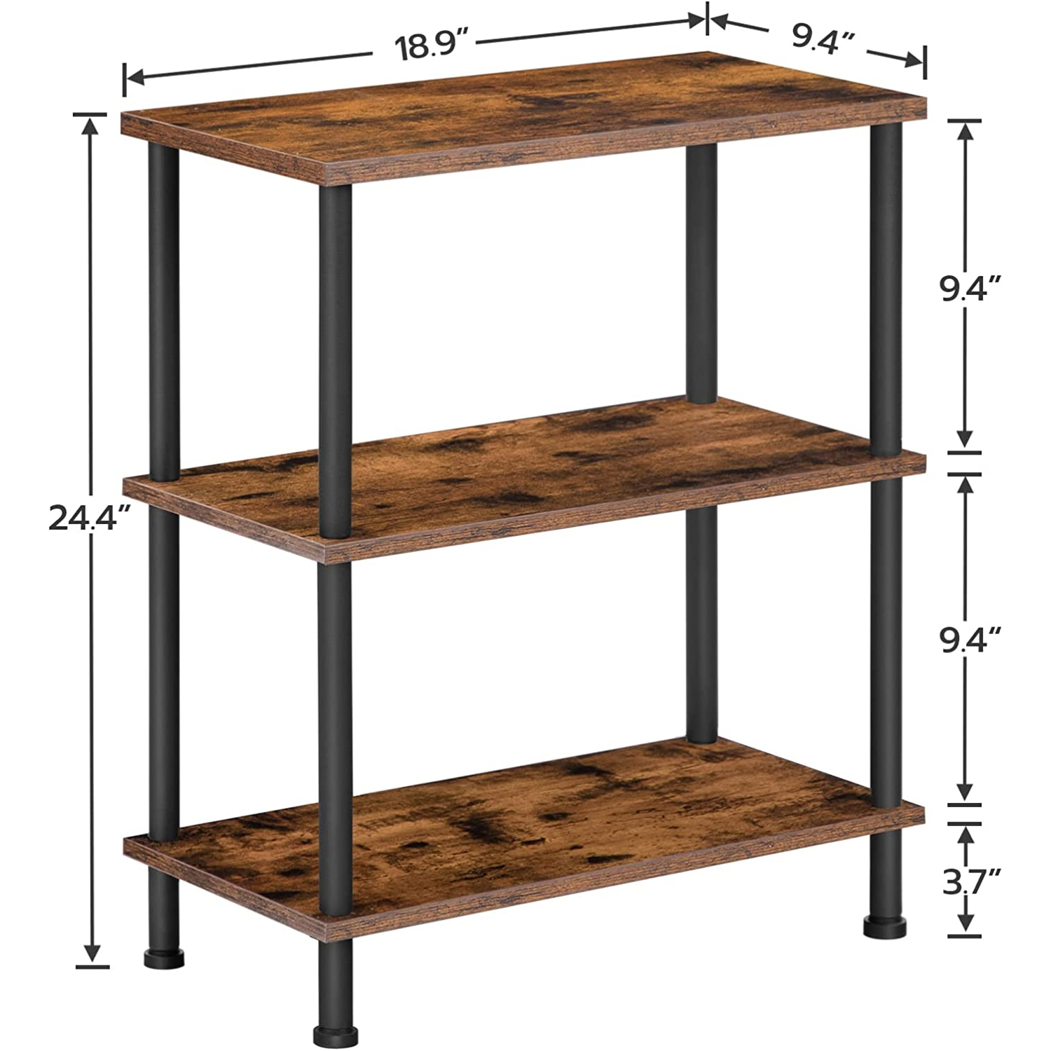 hoobro-side-tables-bout-de-canap-3-niveaux-marron image 4