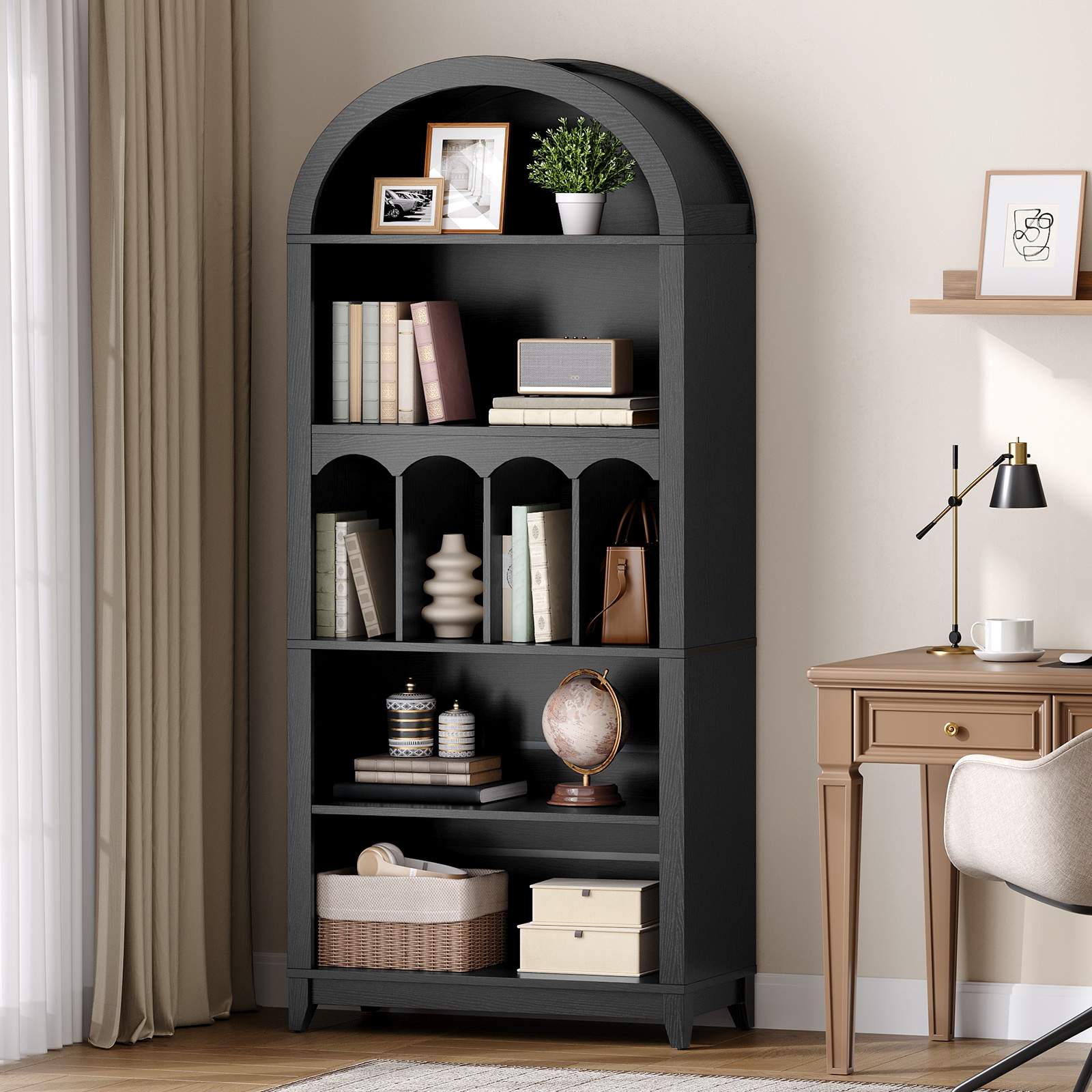 hoobro-bookshelves-biblioth-que-noire-5-niveaux-arqu-e image 2