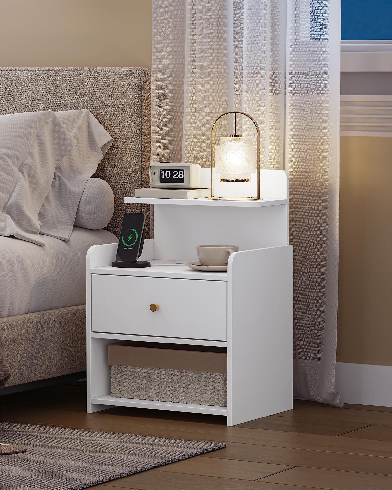 hexcelen-lot-2-tables-de-chevet-blanches-avec-prises-usb image 2