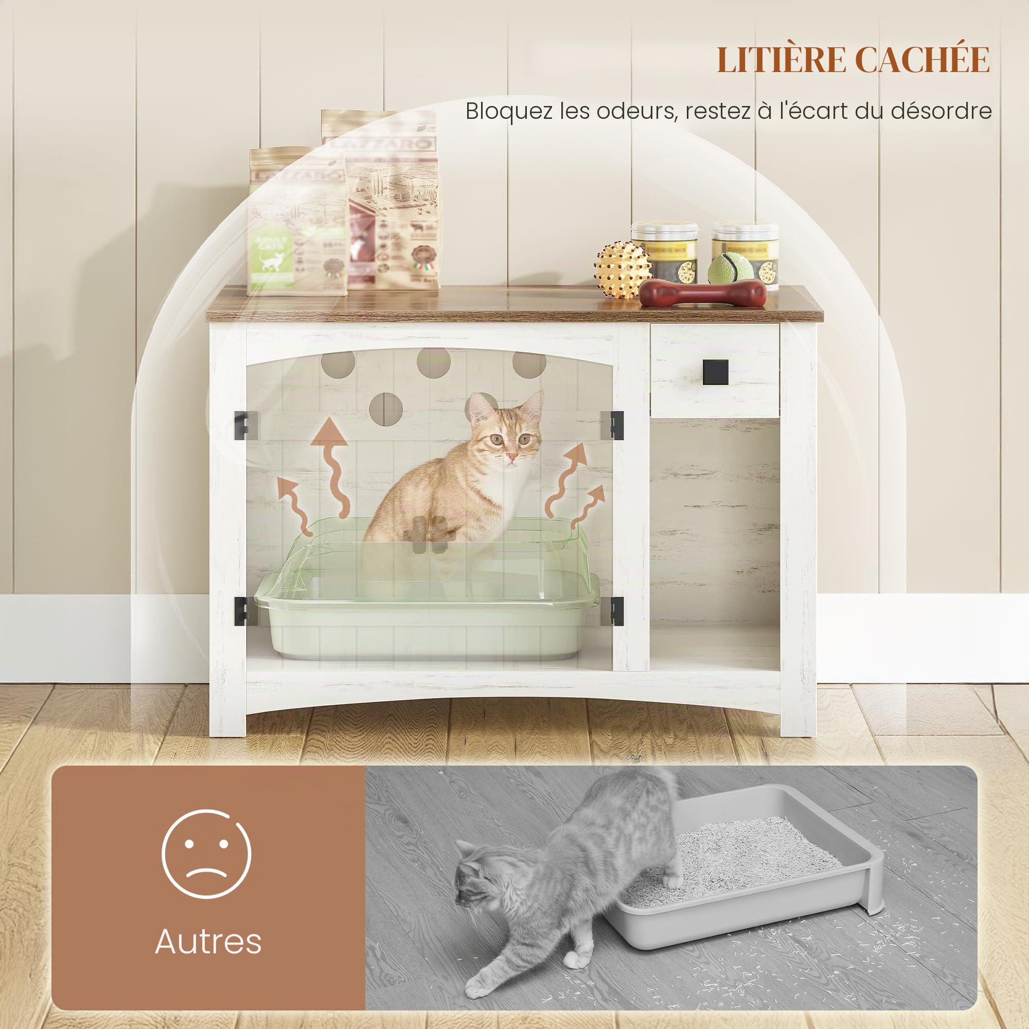hexcelen-biblioth-ques-meuble-liti-re-chat-marron-blanc-tiroir image 4