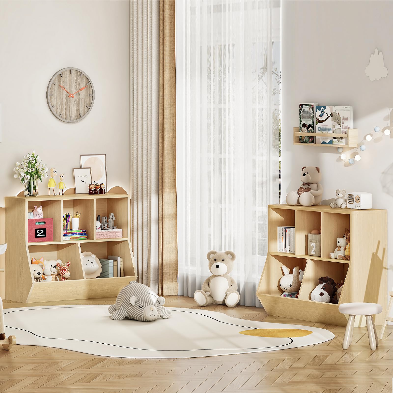 hoobro-kid-s-furniture-biblioth-que-enfant-naturelle-rangement-jouets image 6