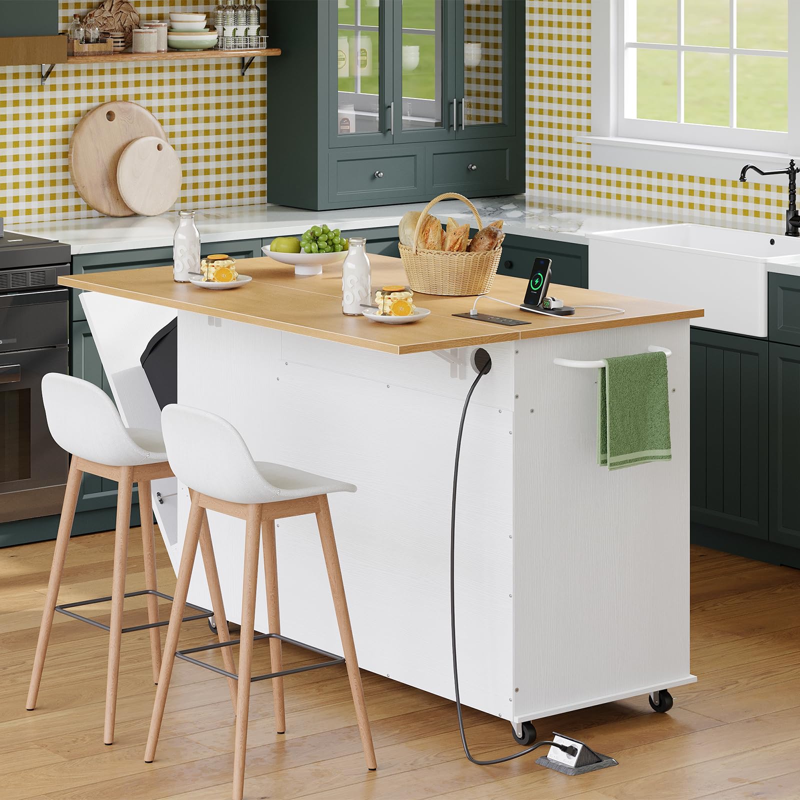 hoobro-kitchen-furniture-lot-cuisine-blanc-roulettes-2 image 5