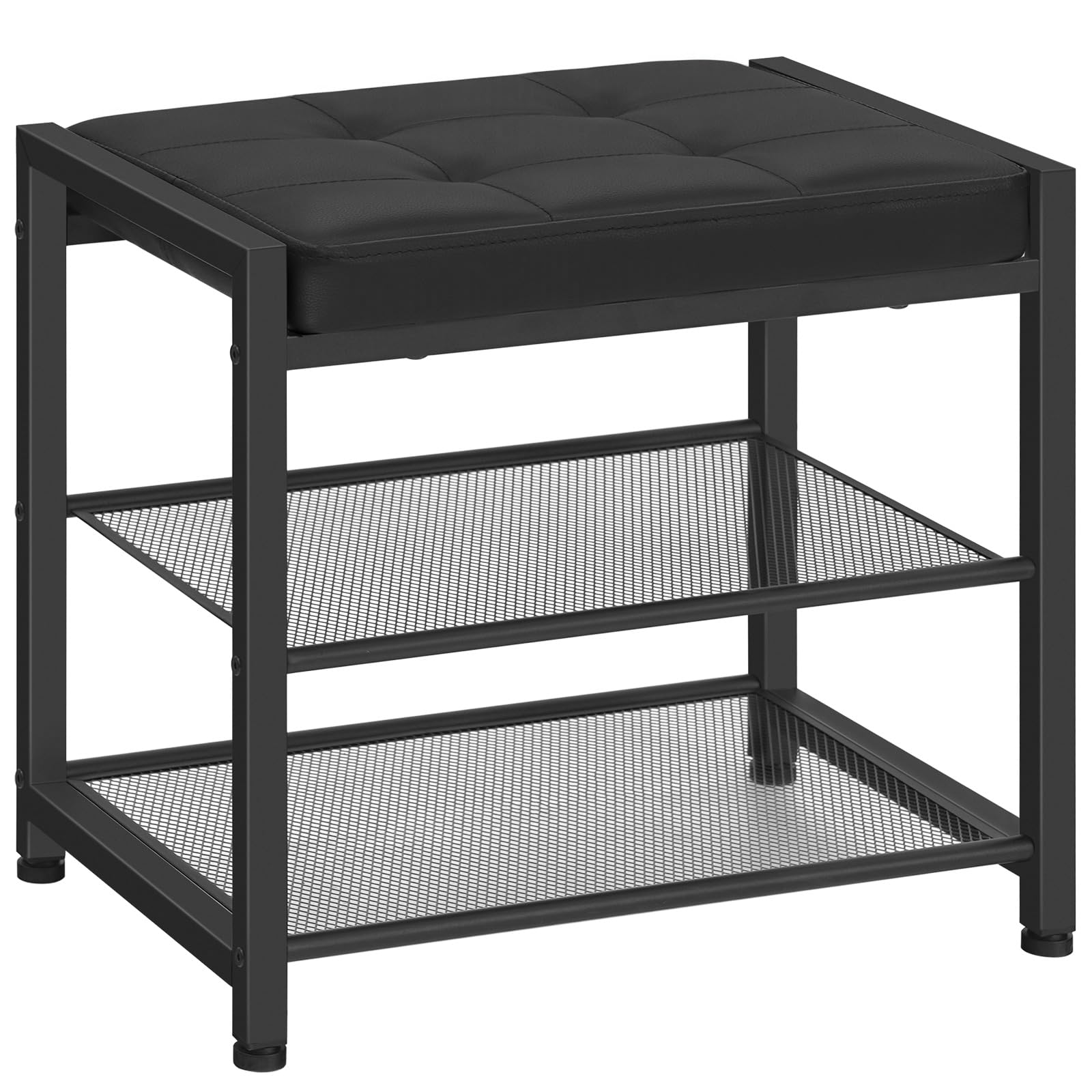 hoobro-shoe-racks-banc-range-chaussures-3-niveaux-noir-avec-coussin image 1
