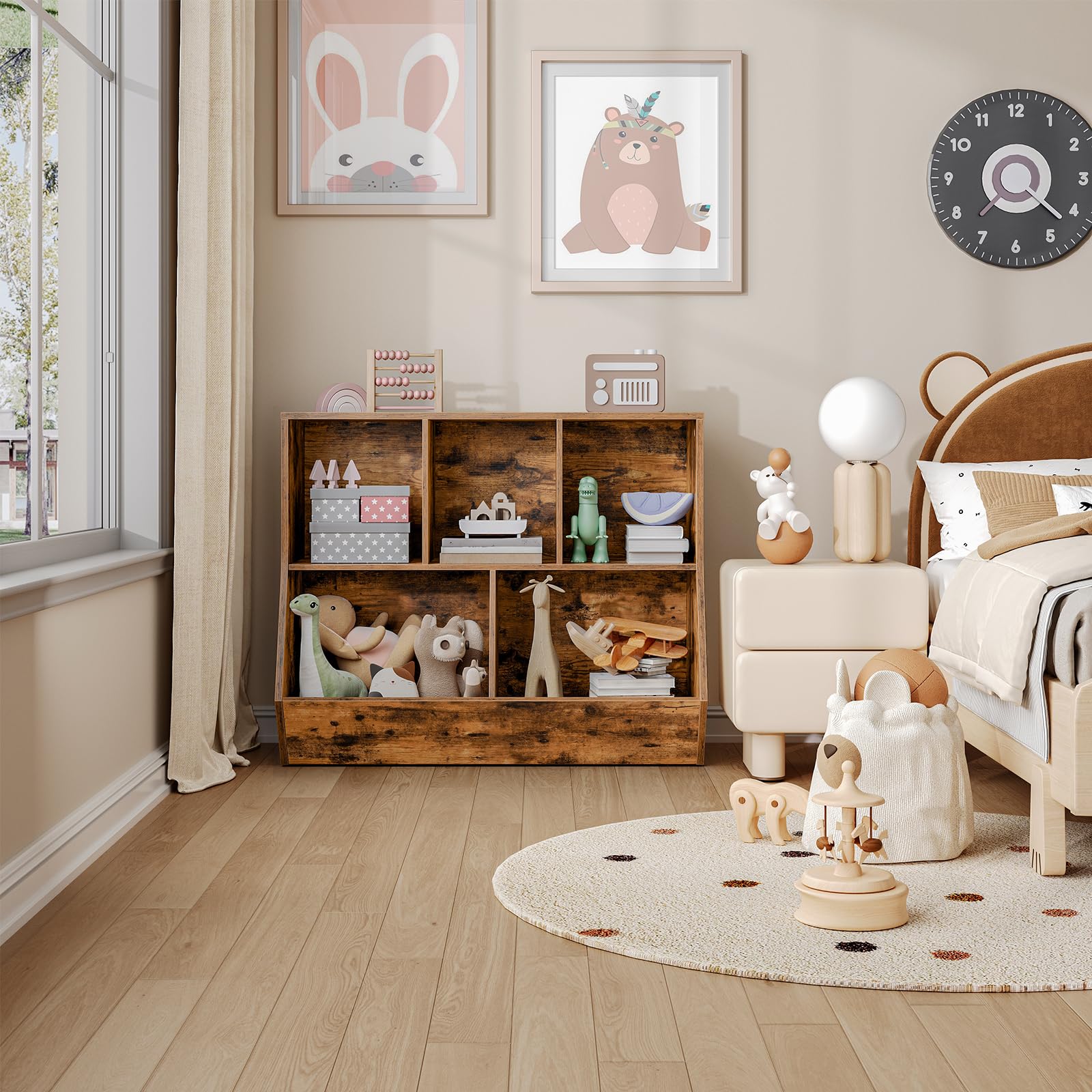 hoobro-kid-s-furniture-biblioth-que-enfant-marron-90-cm-3-casiers image 6