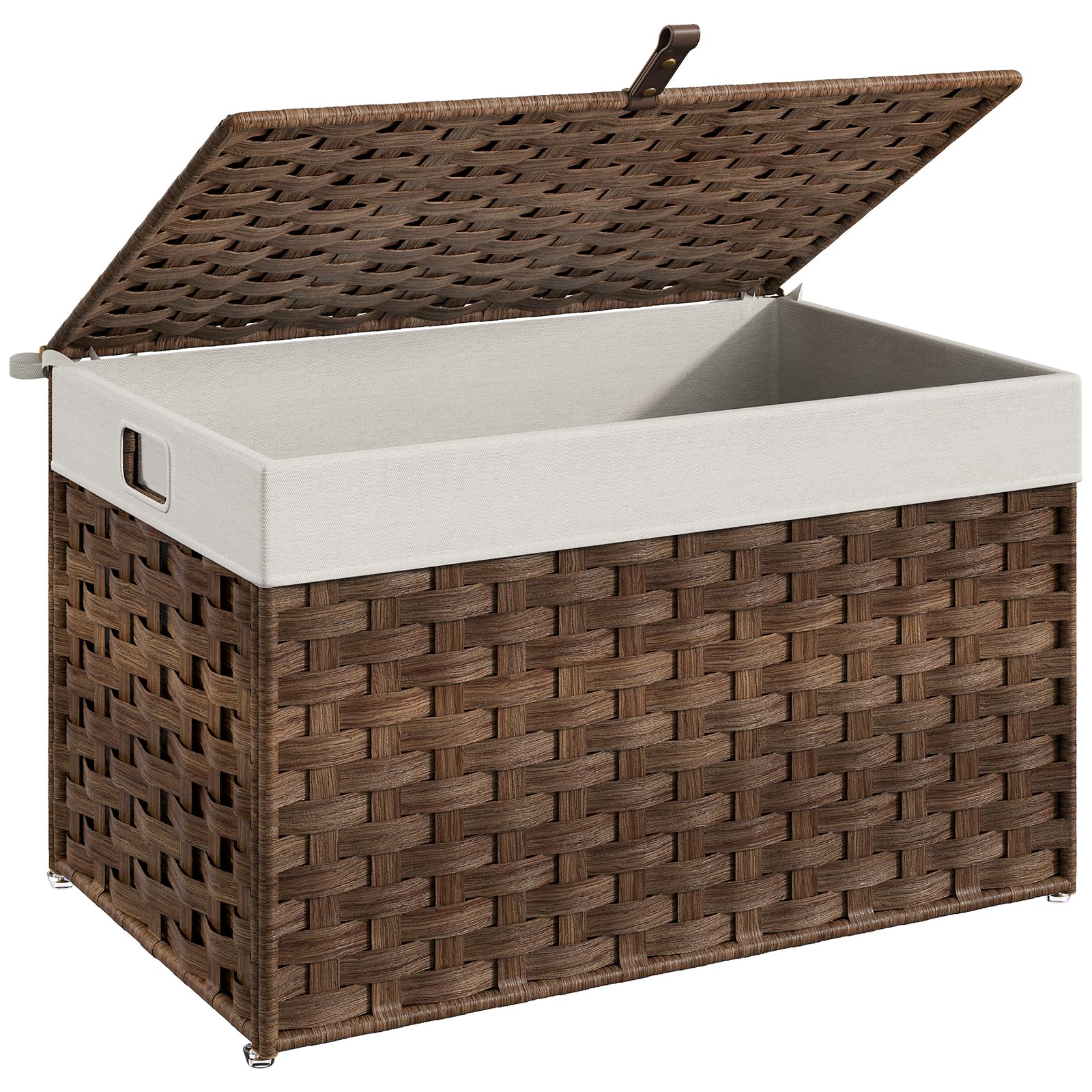 hoobro-panier-rangement-osier-marron-65l-couvercle-br265cw01 image 1