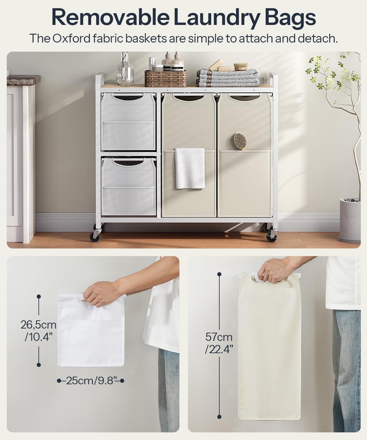 hoobro-panier-linge-4-bacs-blanc-127-l-trieur-roulettes image 5