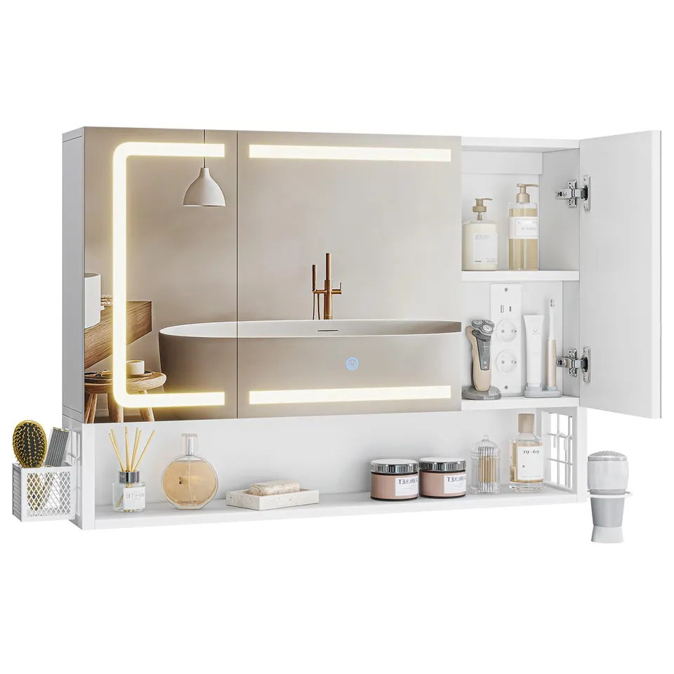 forabamb-armoires-murales-armoire-miroir-led-80-cm-blanc-prises image 1
