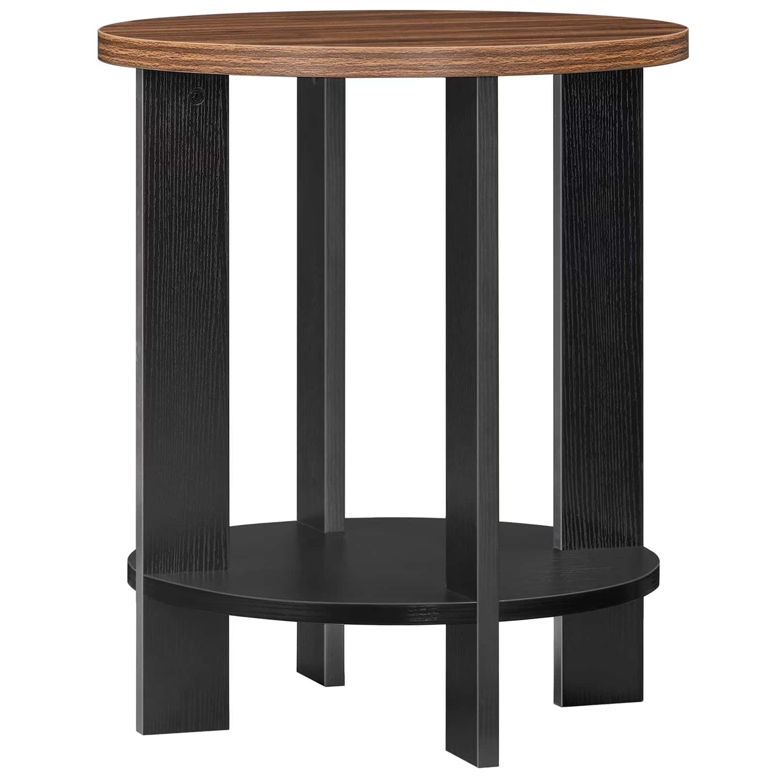 hoobro-side-tables-table-d-appoint-ronde-marron-2-niveaux image 3