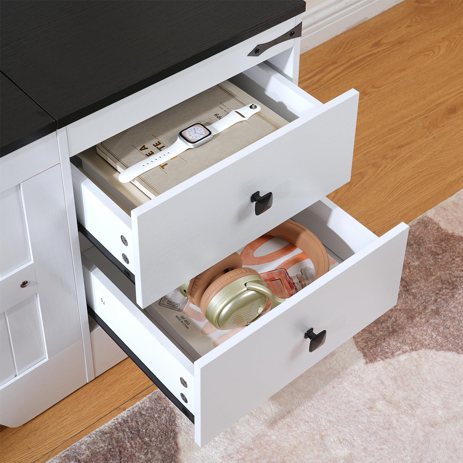 hoobro-banc-coffre-blanc-rangement-jouets-2-tiroirs image 8