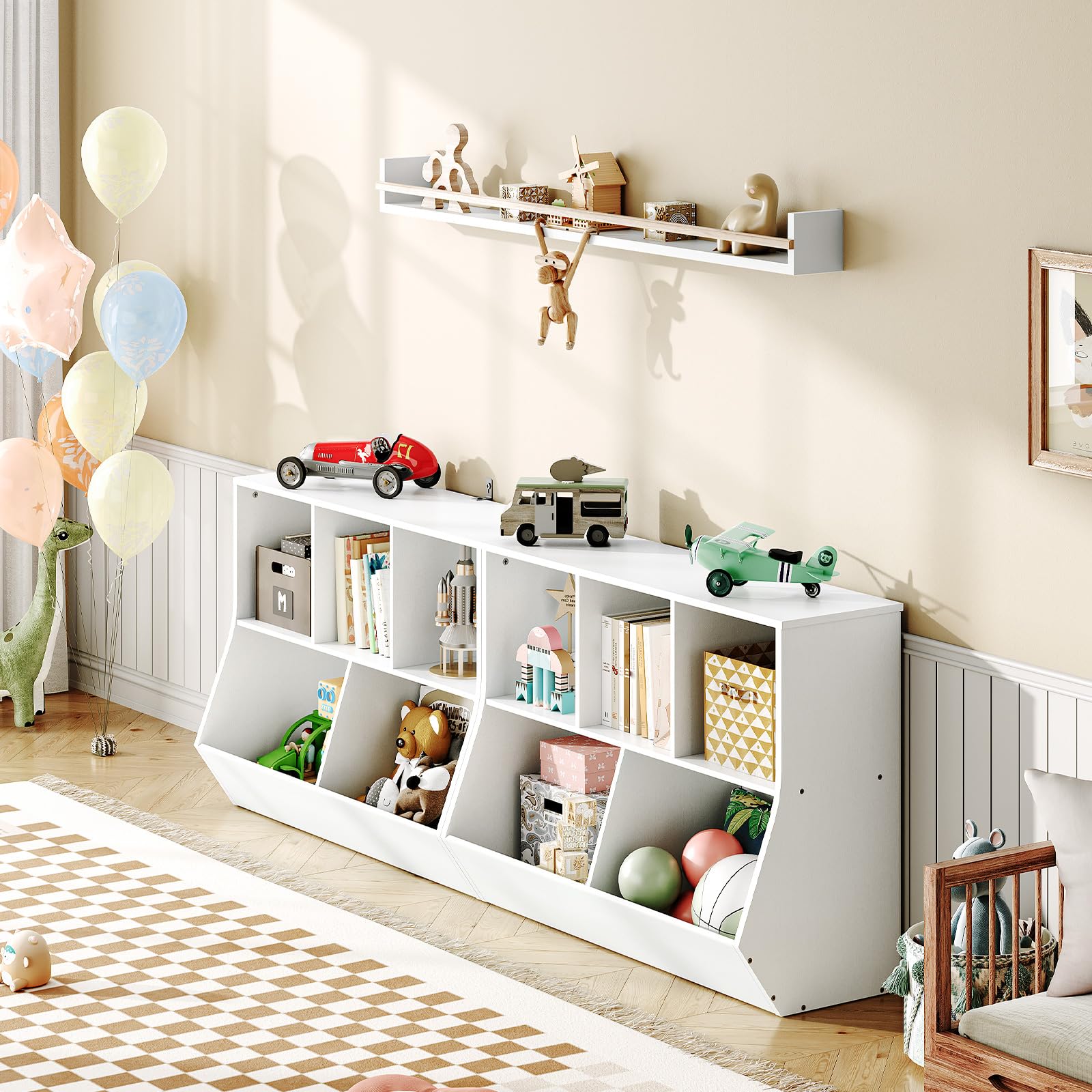 hoobro-kid-s-furniture-organisateur-jouets-90-cm-blanc-livres image 5