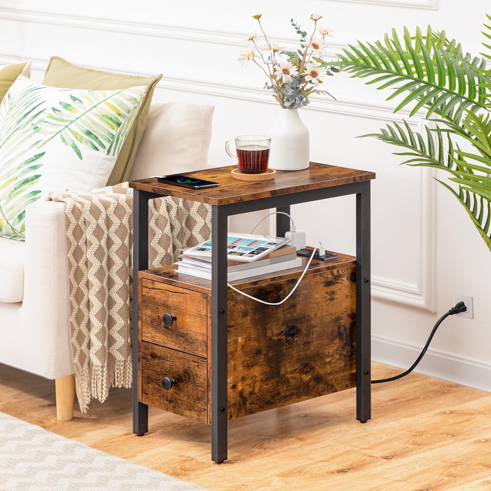 hoobro-side-tables-table-chevet-bf541bz01-prise-marron image 2