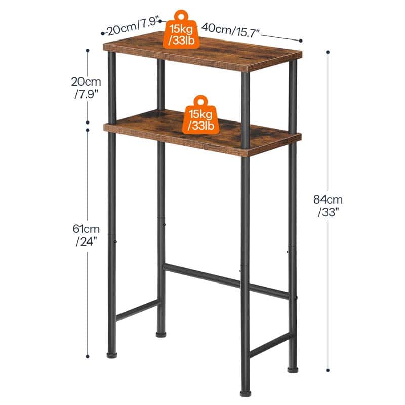 hoobro-console-table-console-troite-marron-40-cm-2-niveaux image 3