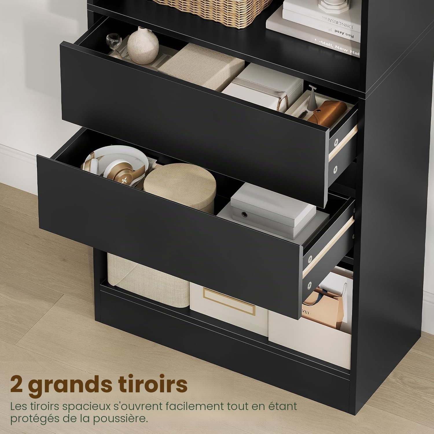 forabamb-commodes-salle-de-bain-armoire-haute-noire-180-cm-tiroirs image 4
