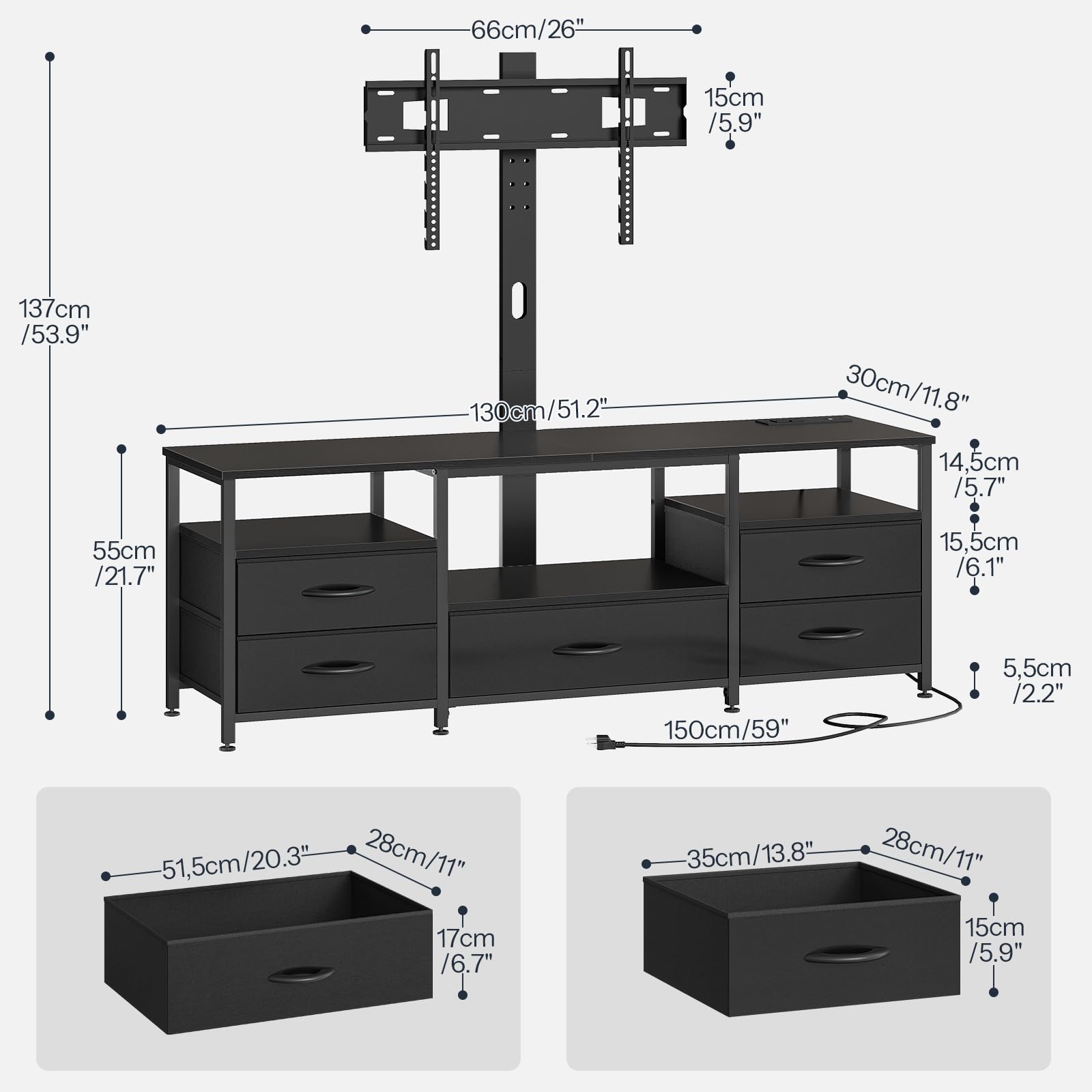 hoobro-tv-stands-meuble-tv-led-noir-65-pouces-pivotant image 3
