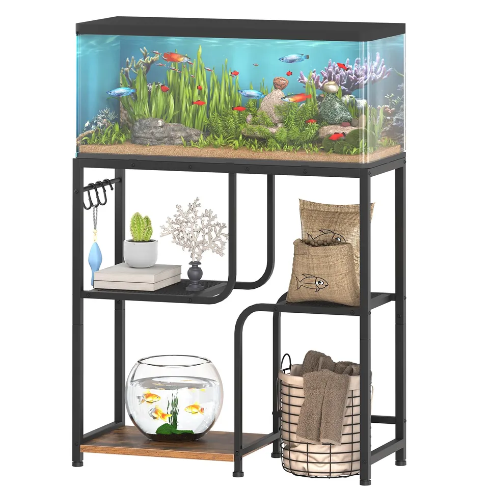 hoobro-fish-tank-stands-meuble-aquarium-20-gallons-marron-rangement image 1
