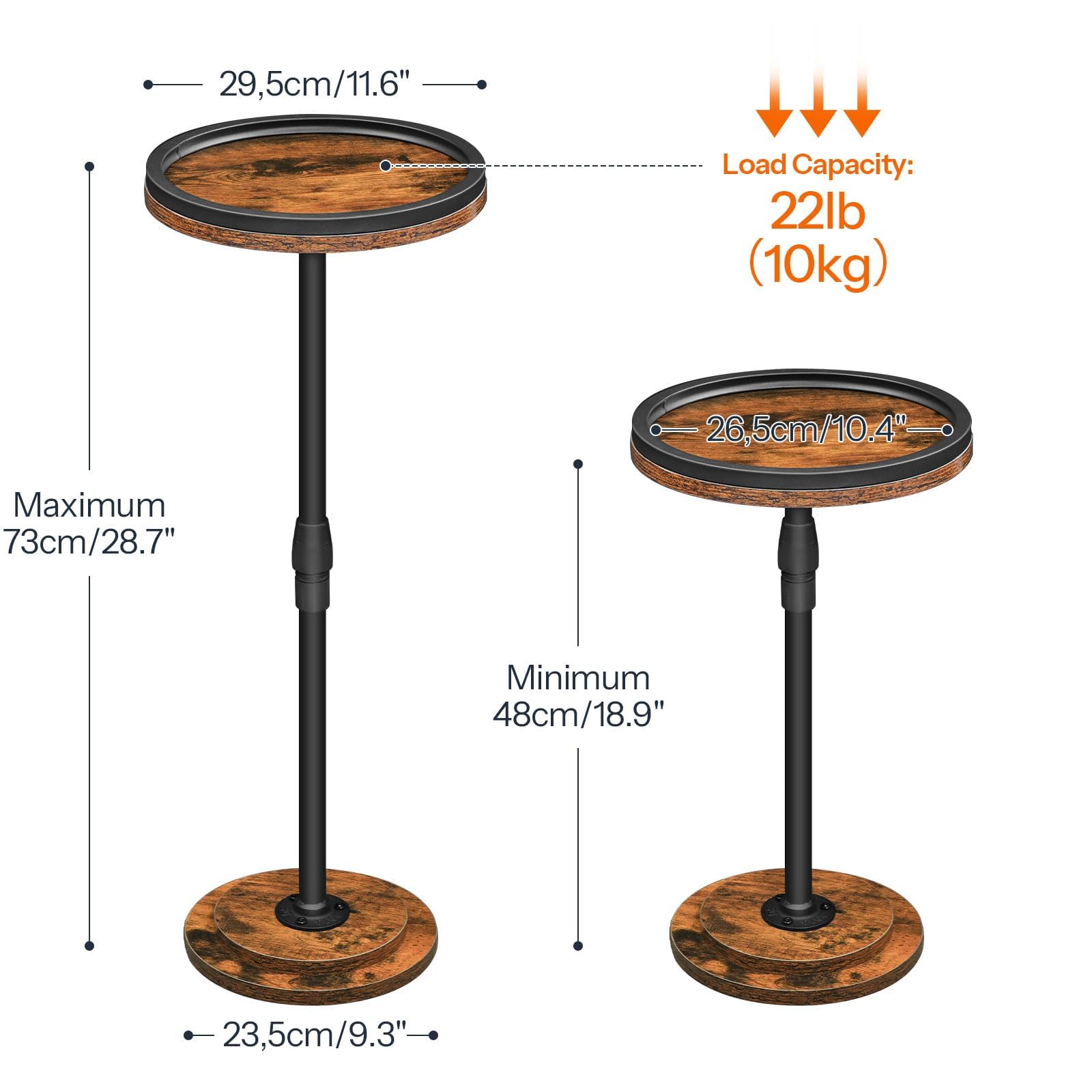 hoobro-side-tables-table-d-appoint-ronde-marron-hauteur-r-glable image 4