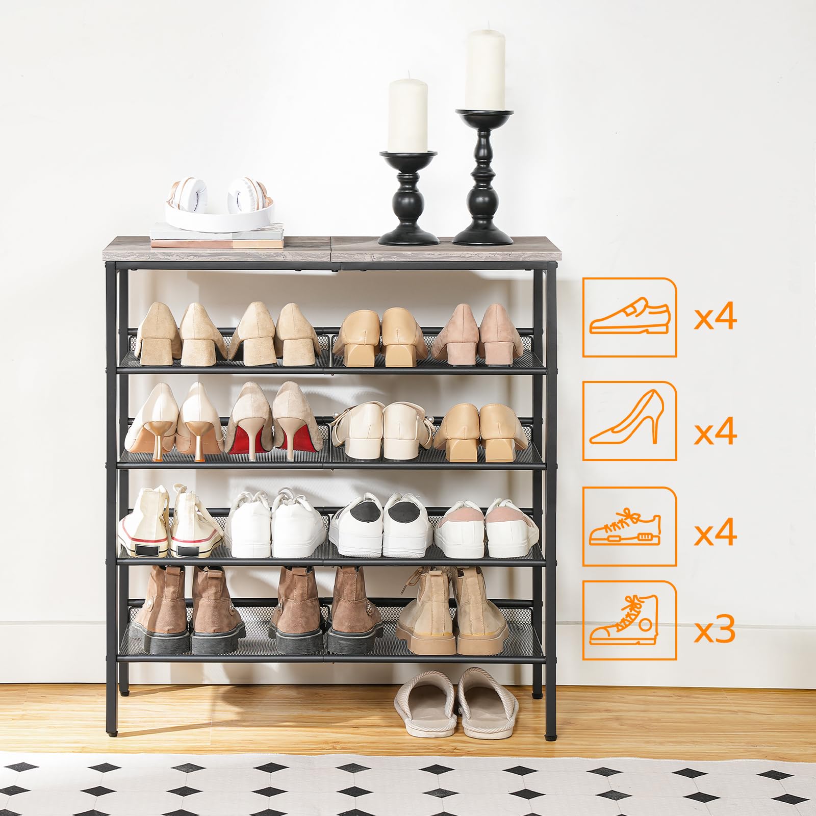 hoobro-shoe-racks-meuble-chaussures-5-niveaux-greige-r-glable image 5