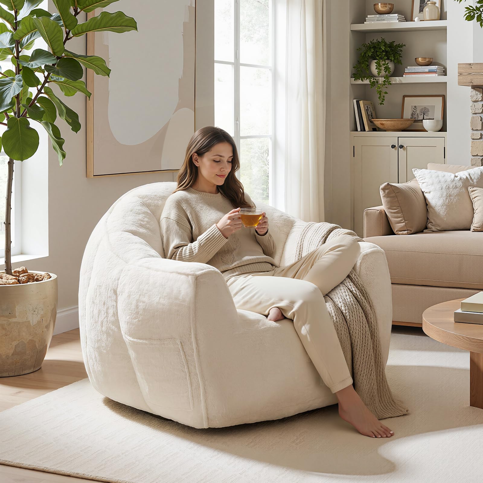 hoobro-pouf-g-ant-adulte-blanc-fausse-fourrure-lapin image 2