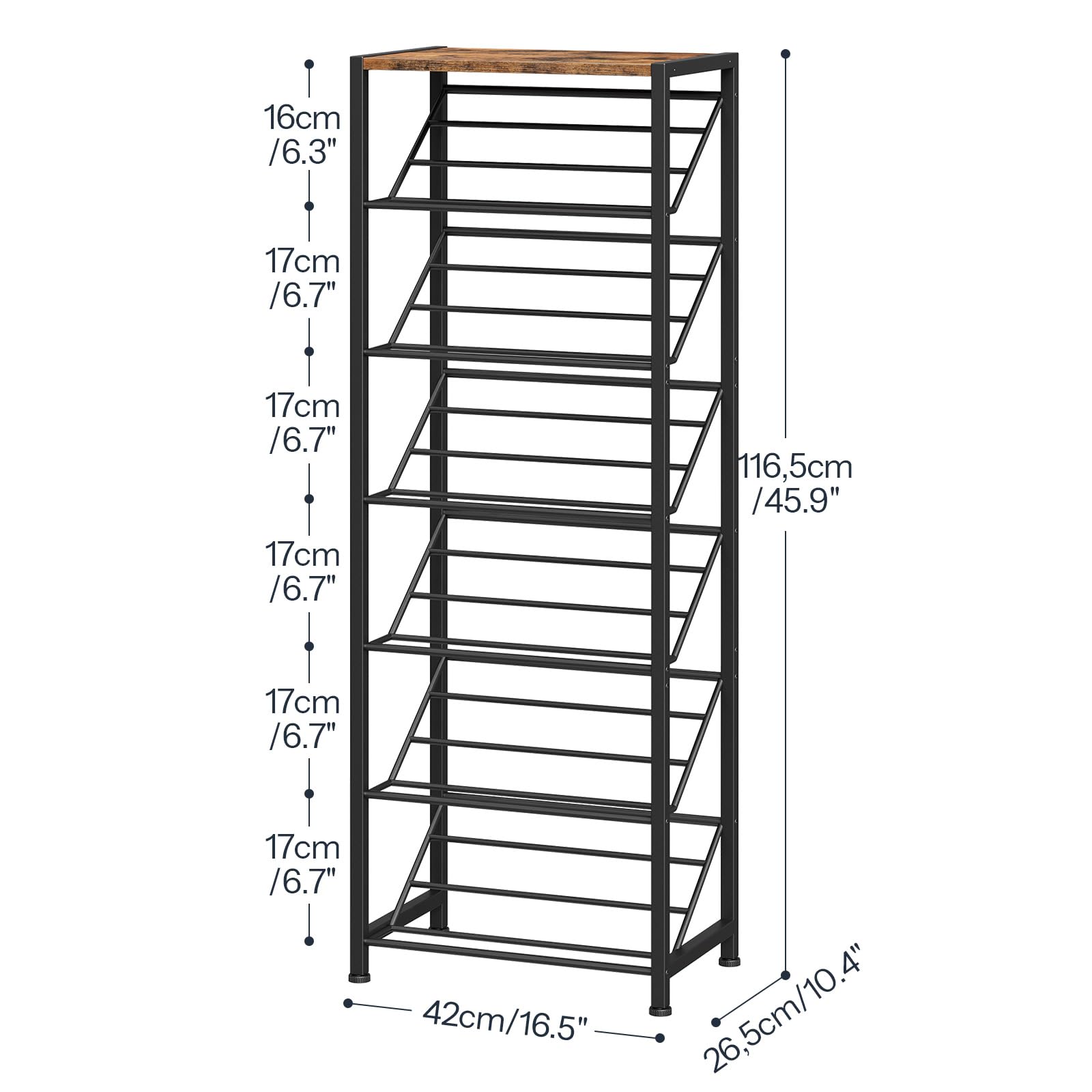 hoobro-shoe-racks-range-chaussures-7-niveaux-marron-12-paires image 3
