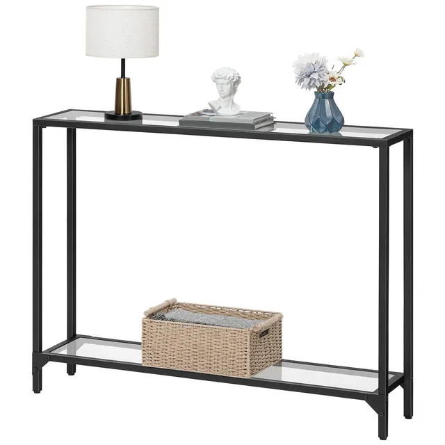 hoobro-console-table-console-verre-100-cm-noire-entr-e image 1