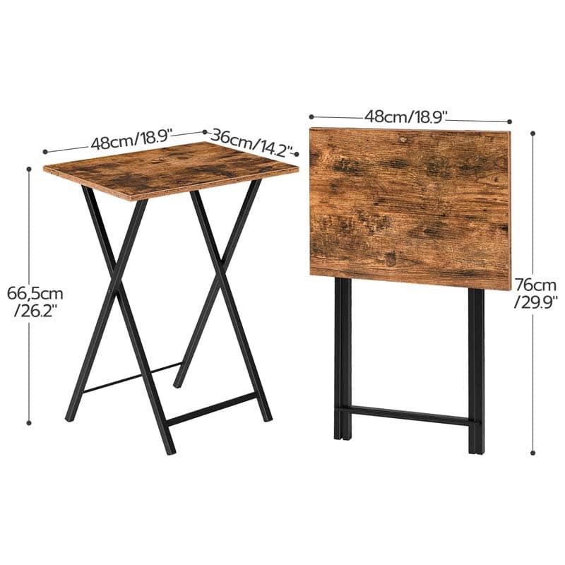 hoobro-tv-tray-tables-lot-4-tables-pliables-marron image 3