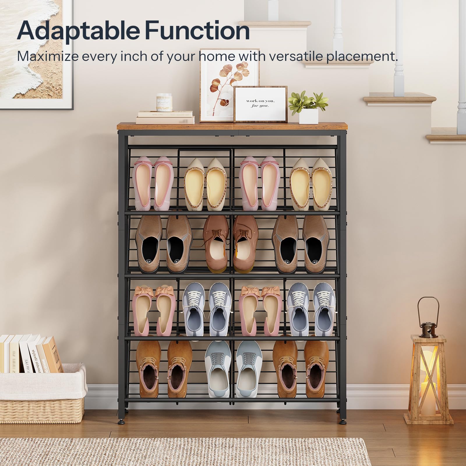hoobro-shoe-racks-meuble-chaussures-marron-5-niveaux image 6