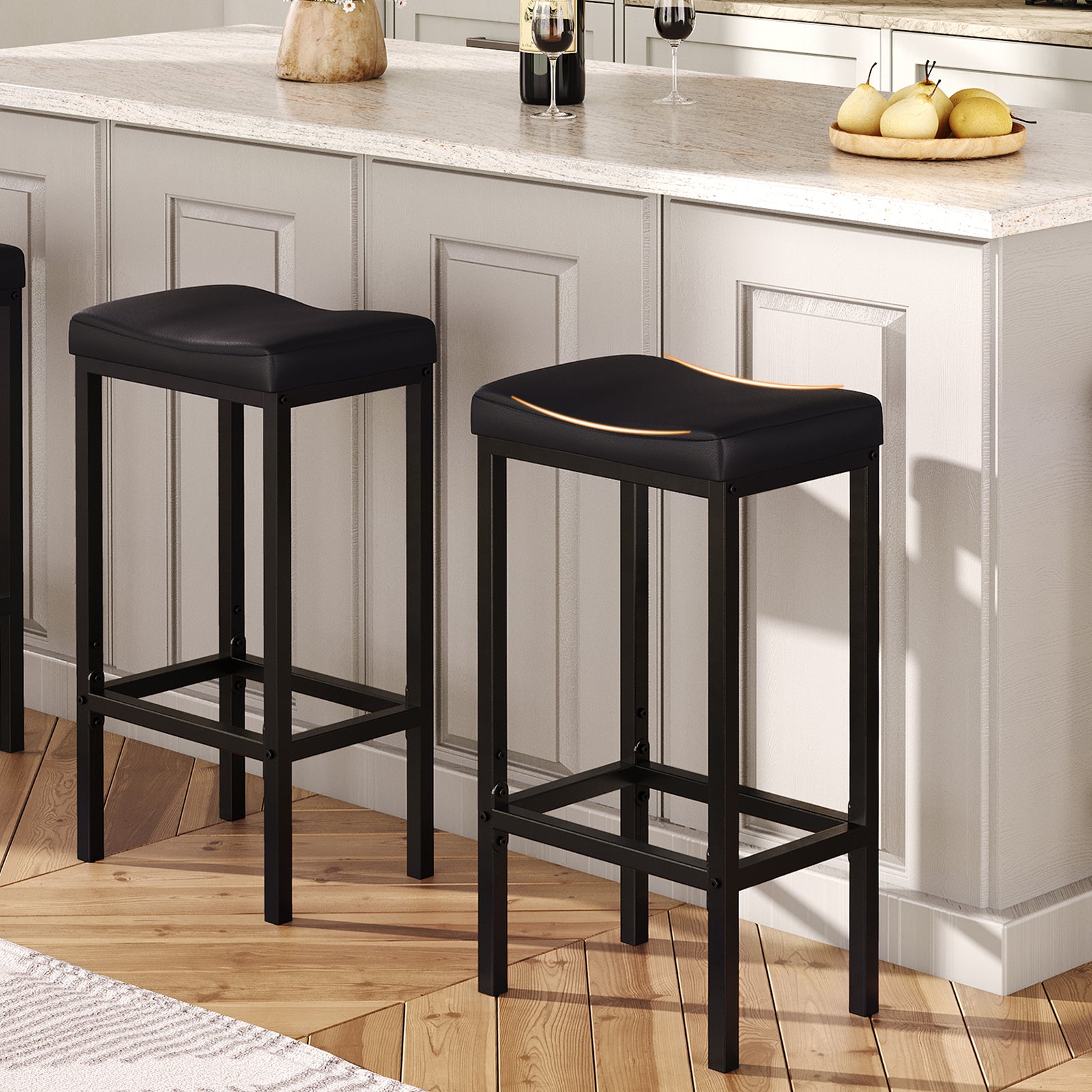 hoobro-bar-stools-lot-2-tabourets-bar-noirs-selle image 2