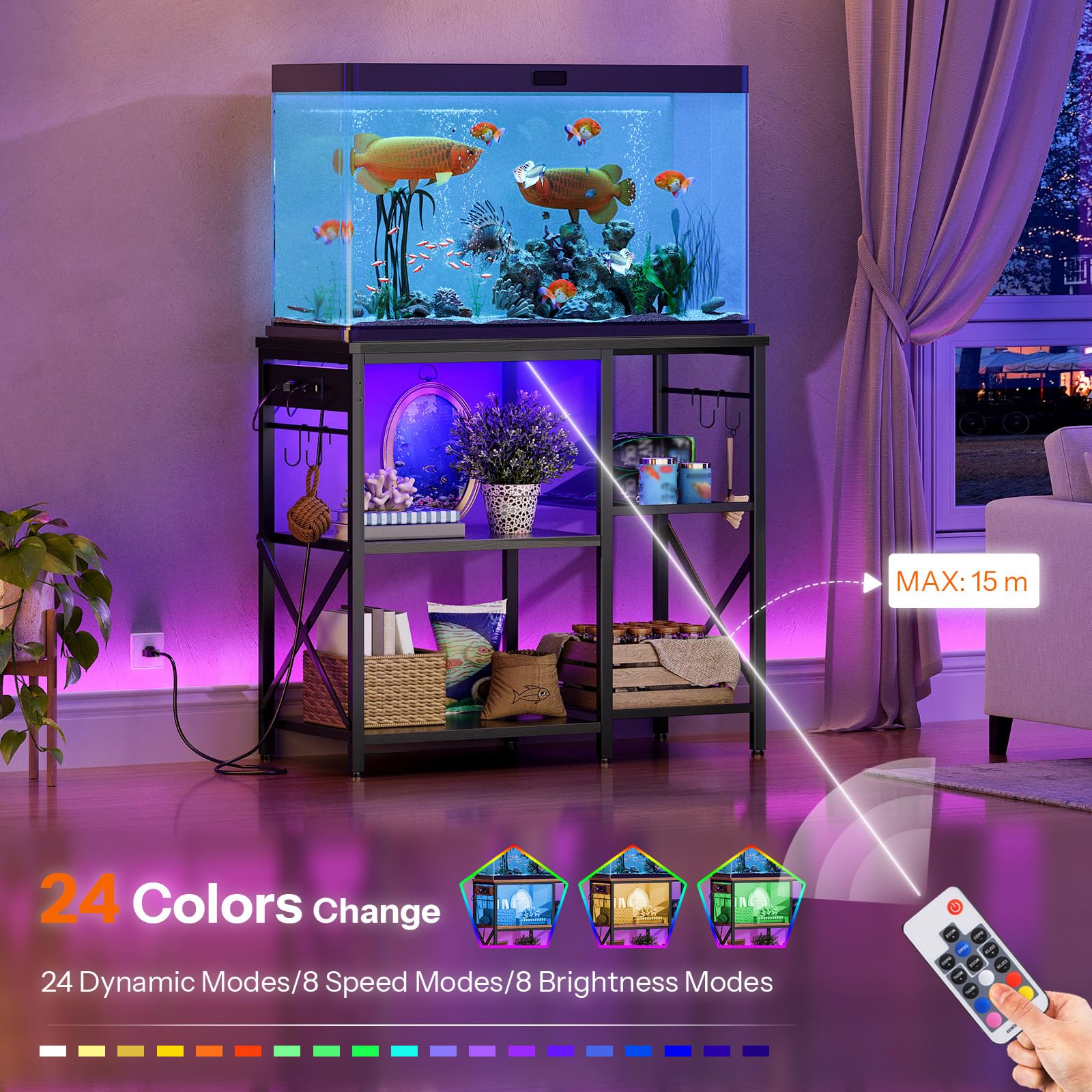 hoobro-meuble-aquarium-20-37-gallons-noir-avec-prise-et-led image 3