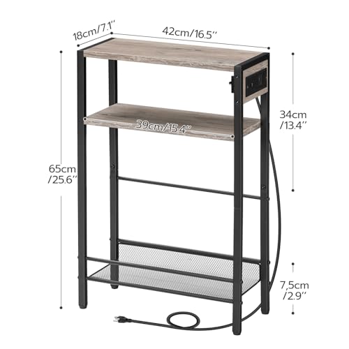 hoobro-side-tables-table-d-appoint-troite-greige-avec-prise image 3