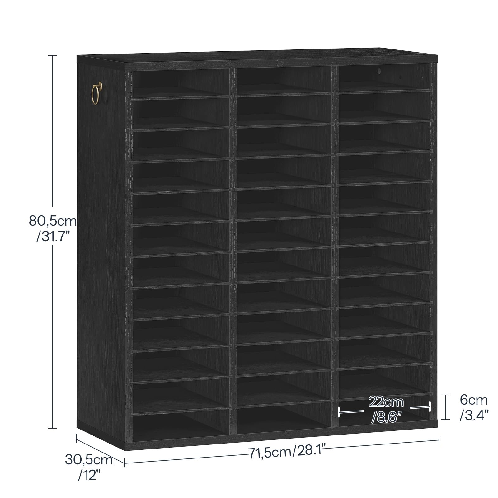 hoobro-trieur-courrier-bois-36-cases-noir-r-glable image 3