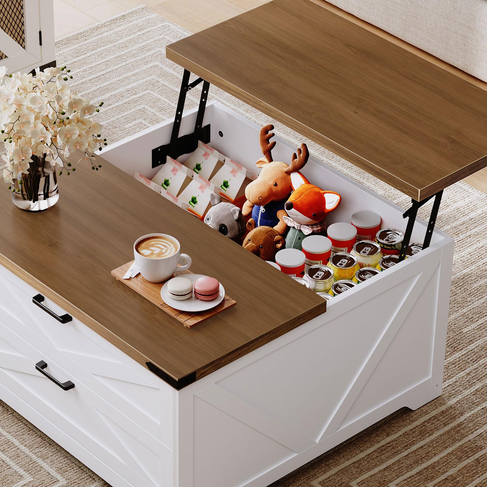 hoobro-coffee-tables-table-basse-relevable-blanche image 6