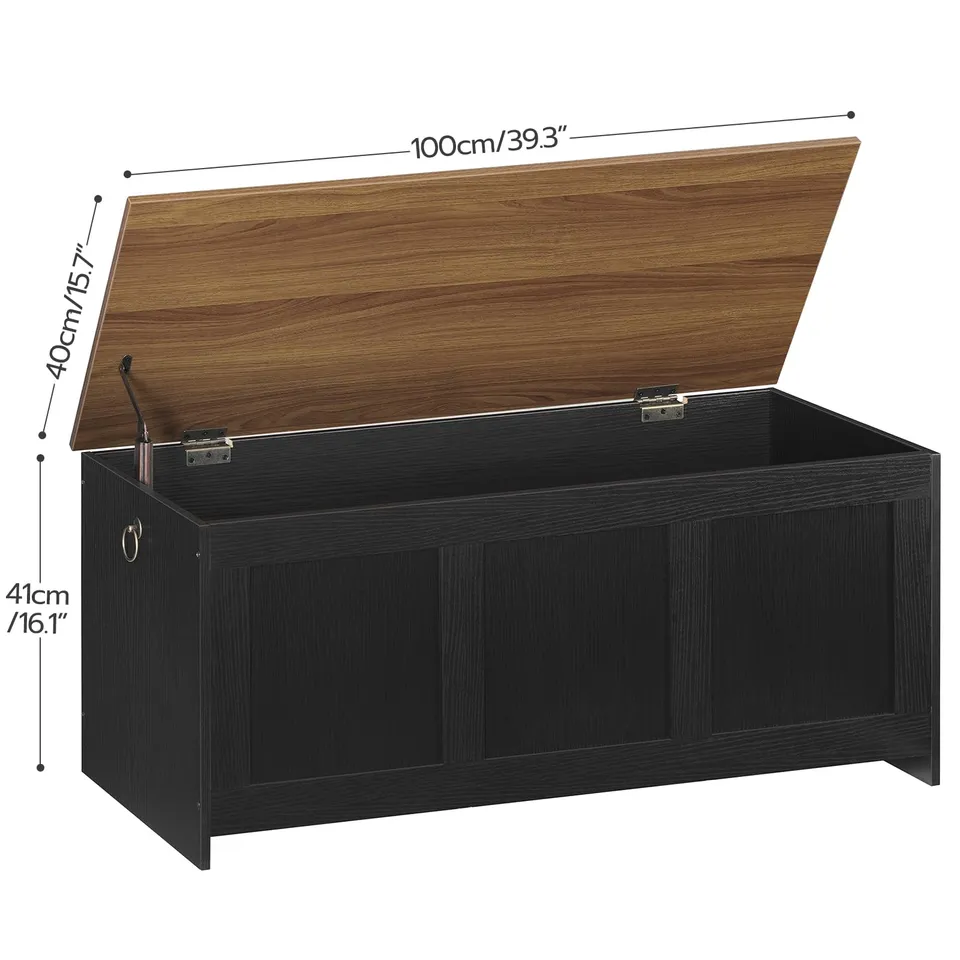hoobro-coffre-rangement-bois-39-3-pouces-couvercle-noir image 1