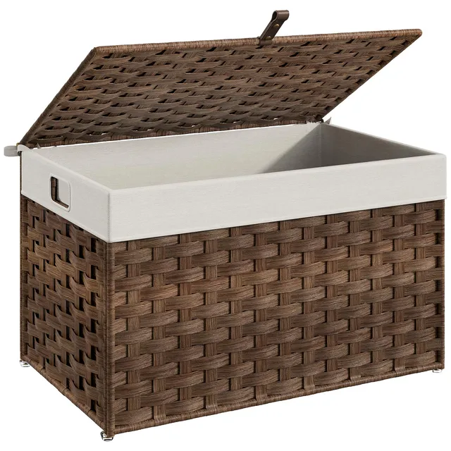 hoobro-panier-rangement-osier-marron-65l-couvercle-br265cw01 image 1