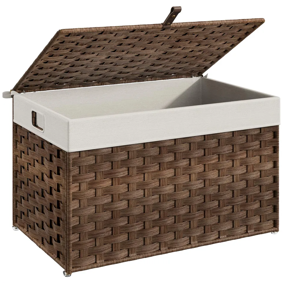 hoobro-panier-rangement-osier-marron-65l-couvercle-br265cw01 image 1