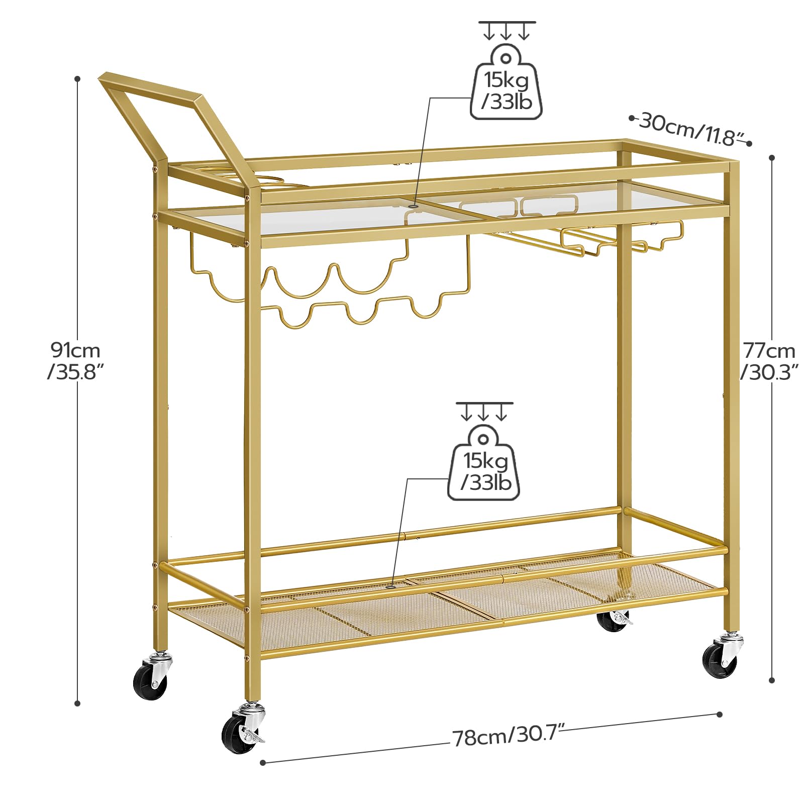 hoobro-desserte-bar-roulettes-dor-e-porte-verres image 3