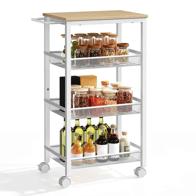 hoobro-kitchen-furniture-chariot-cuisine-troit-blanc-4-paniers image 1