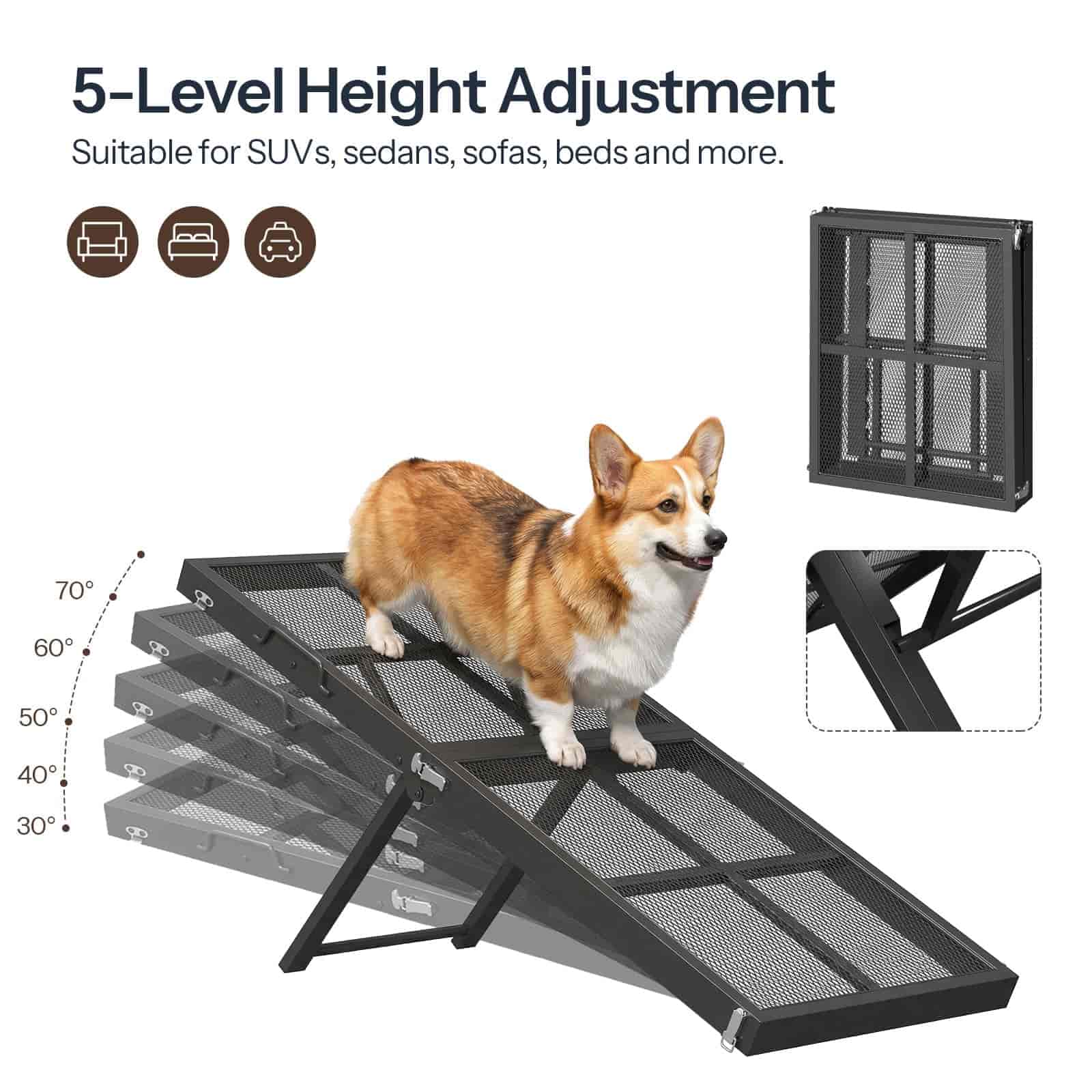 hoobro-rampe-pour-chien-noire-pliable-5-hauteurs-avec-poign-e image 8