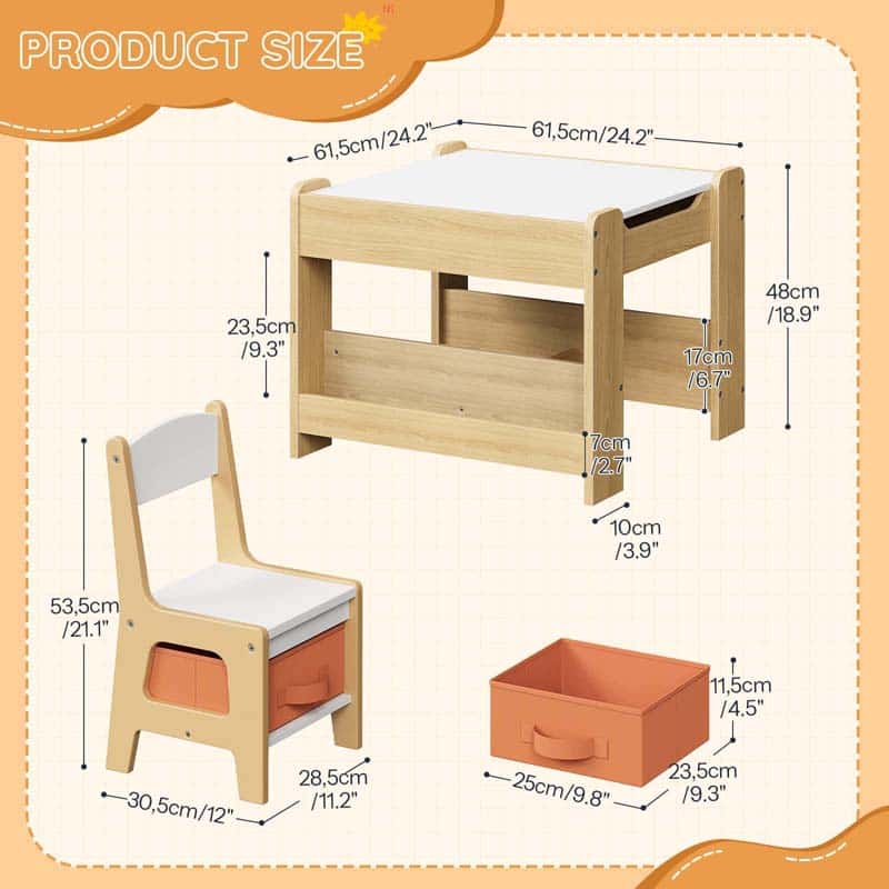 hoobro-table-enfant-4-en-1-blanche-avec-2-chaises image 3