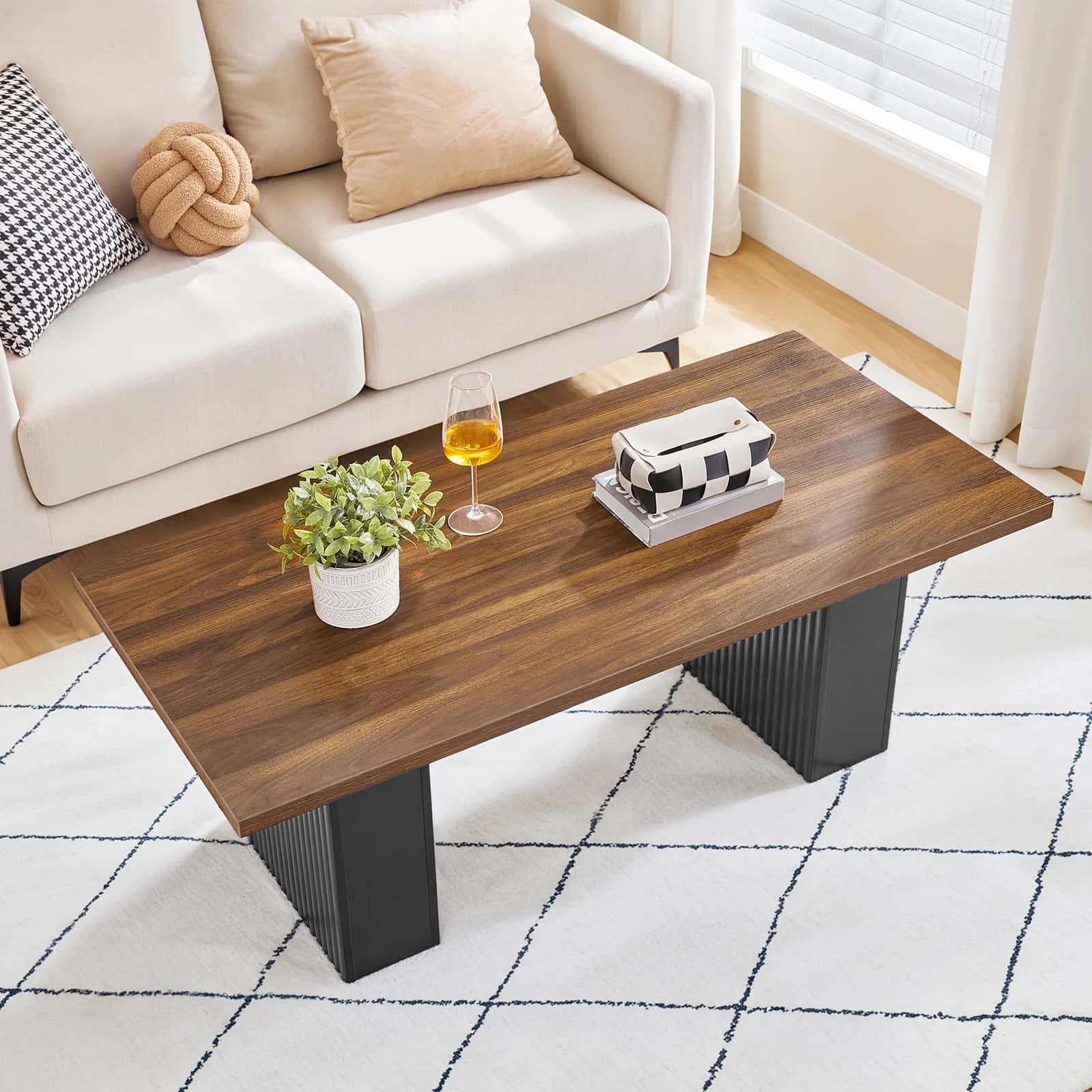 hoobro-coffee-tables-table-basse-120-cm-pieds-marron image 7