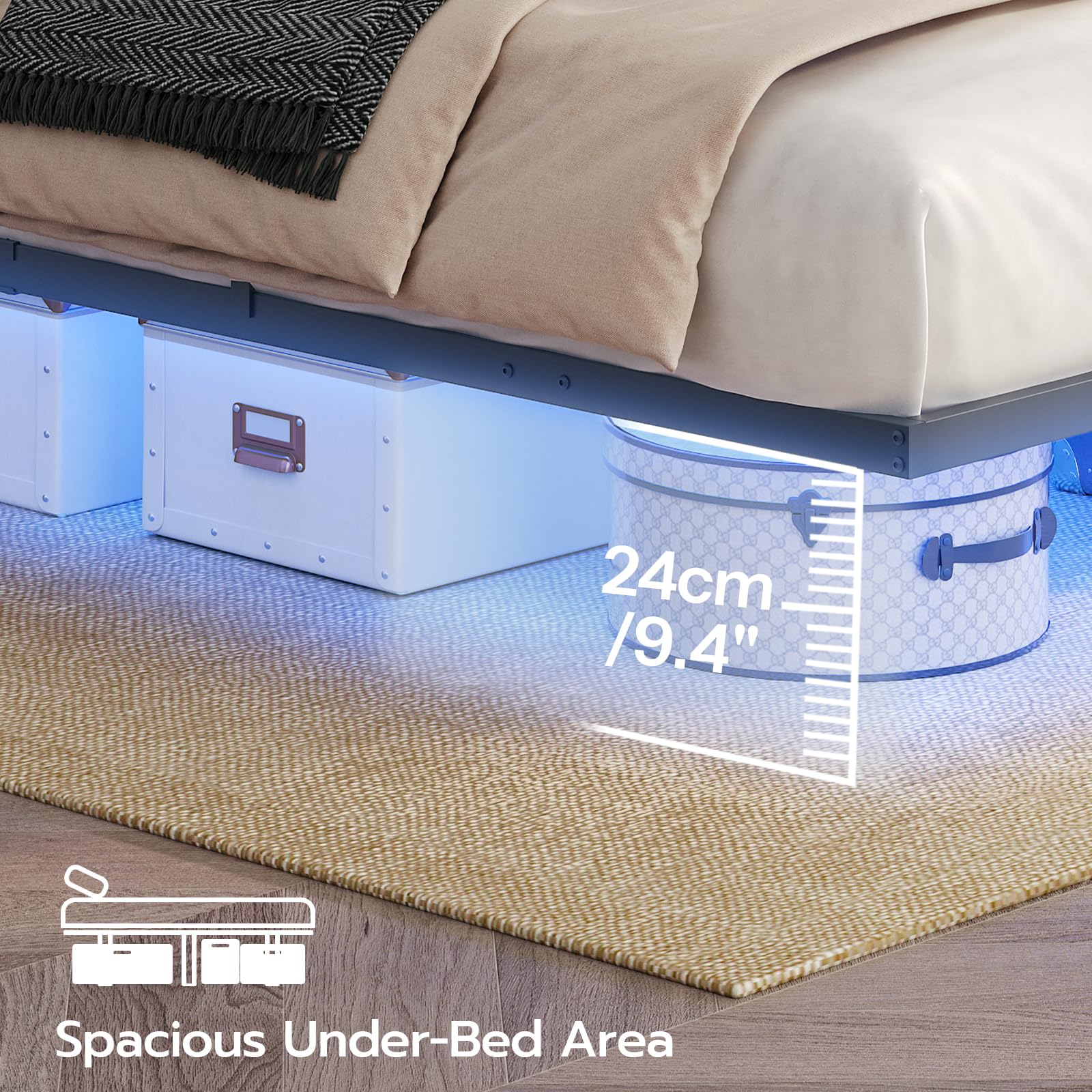 hoobro-bed-frames-lit-flottant-noir-140x190-led-usb image 8