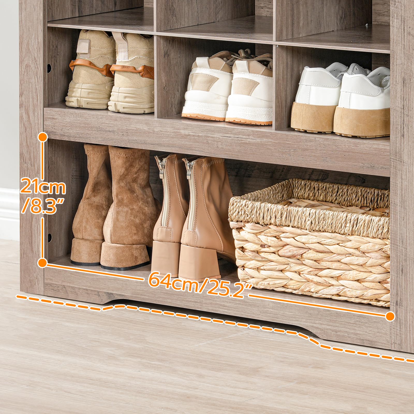 hoobro-shoe-racks-meuble-chaussures-greige-9-niveaux-24-cases image 8