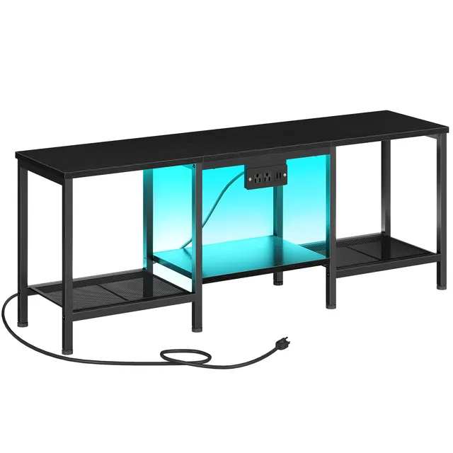 hoobro-meuble-tv-55-pouces-noir-led-avec-prises image 1