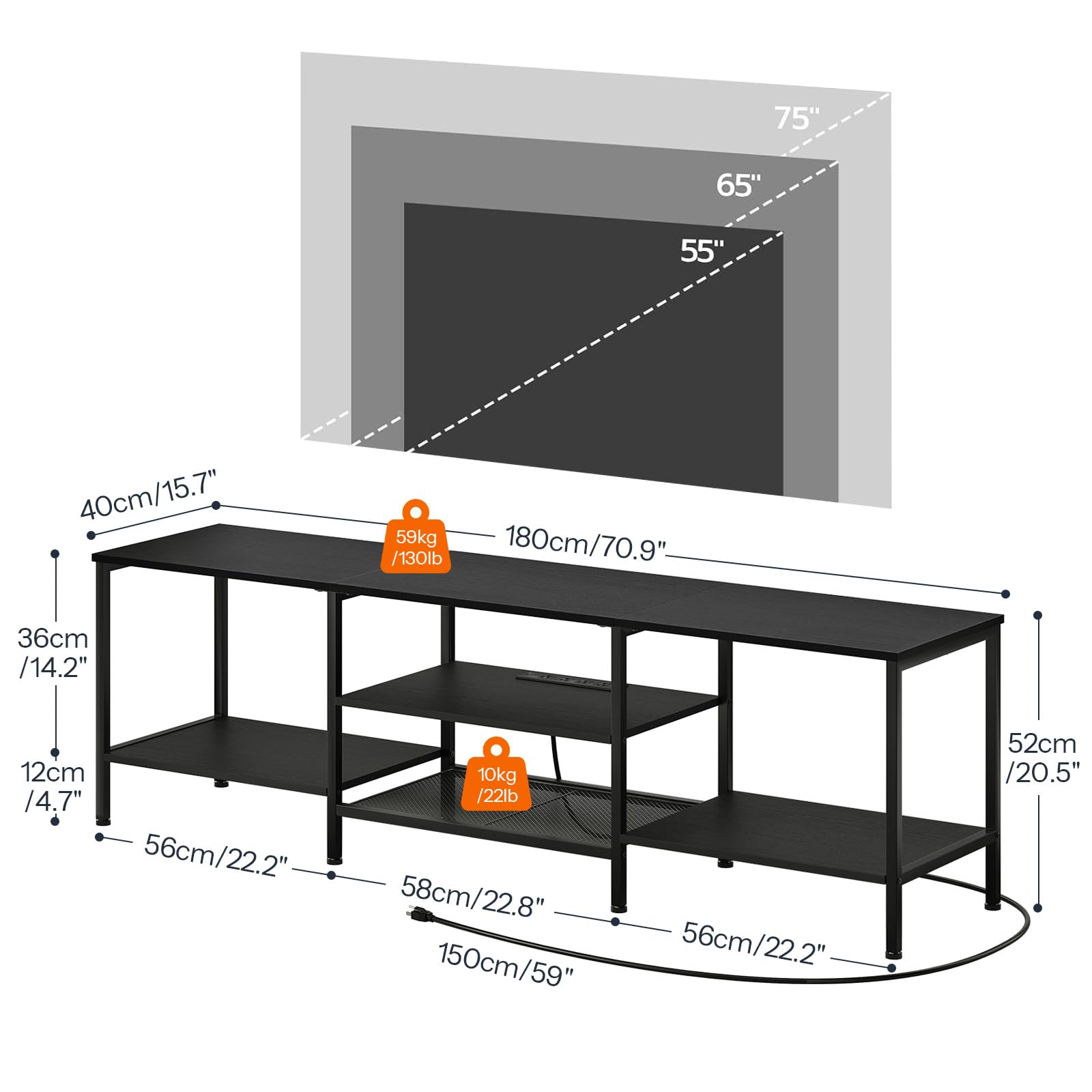 hoobro-tv-stands-meuble-tv-75-pouces-noir-bb80ds01-avec-prises image 3