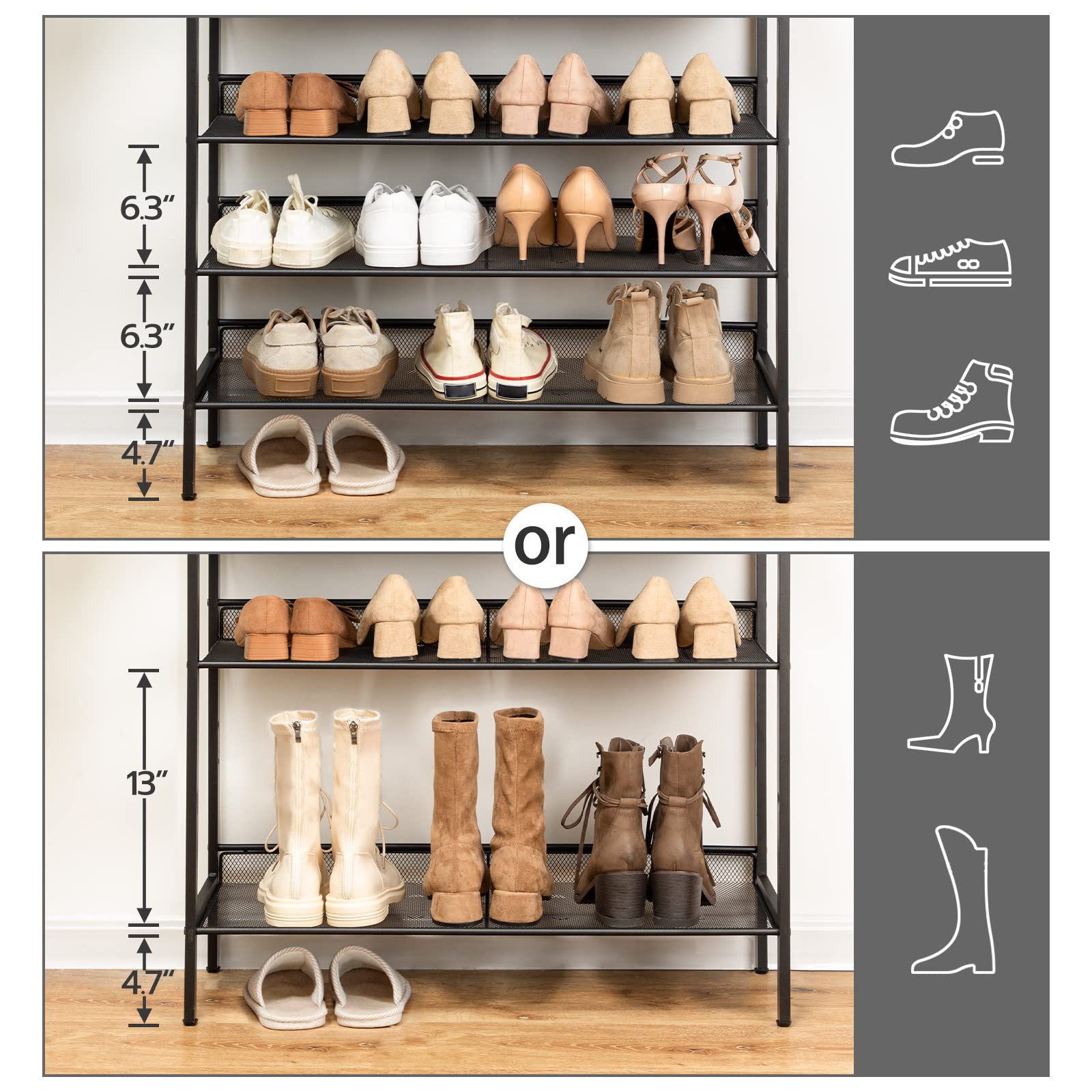 hoobro-shoe-racks-meuble-chaussures-4-niveaux-marron-m-tal image 6