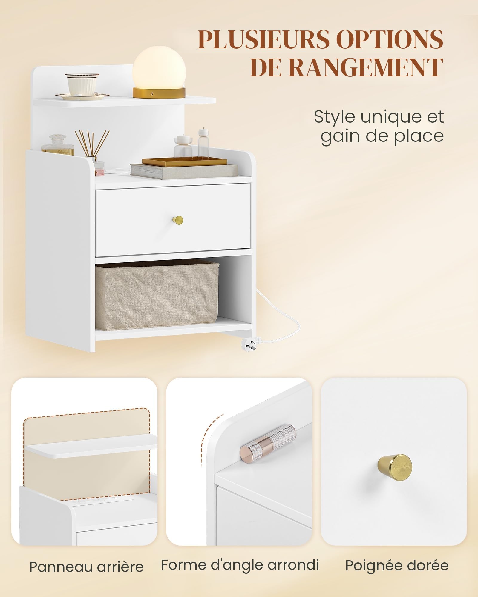 hexcelen-lot-2-tables-de-chevet-blanches-avec-prises-usb image 6