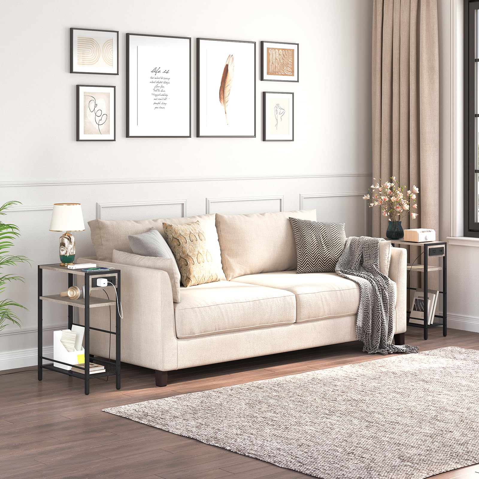 hoobro-side-tables-lot-2-tables-appoint-greige-usb image 6
