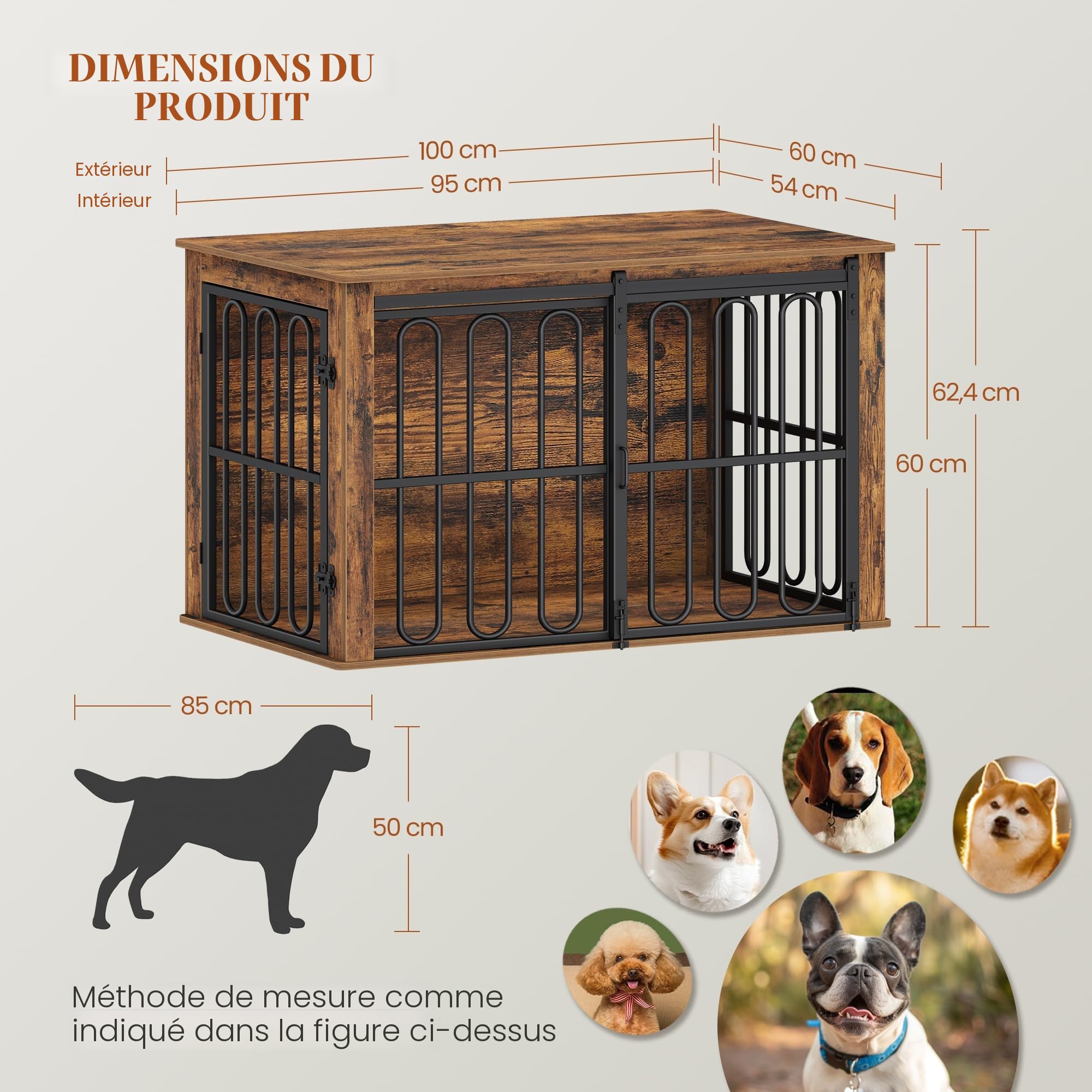 hexcelen-cage-chien-marron-100-cm-table-d-appoint image 2