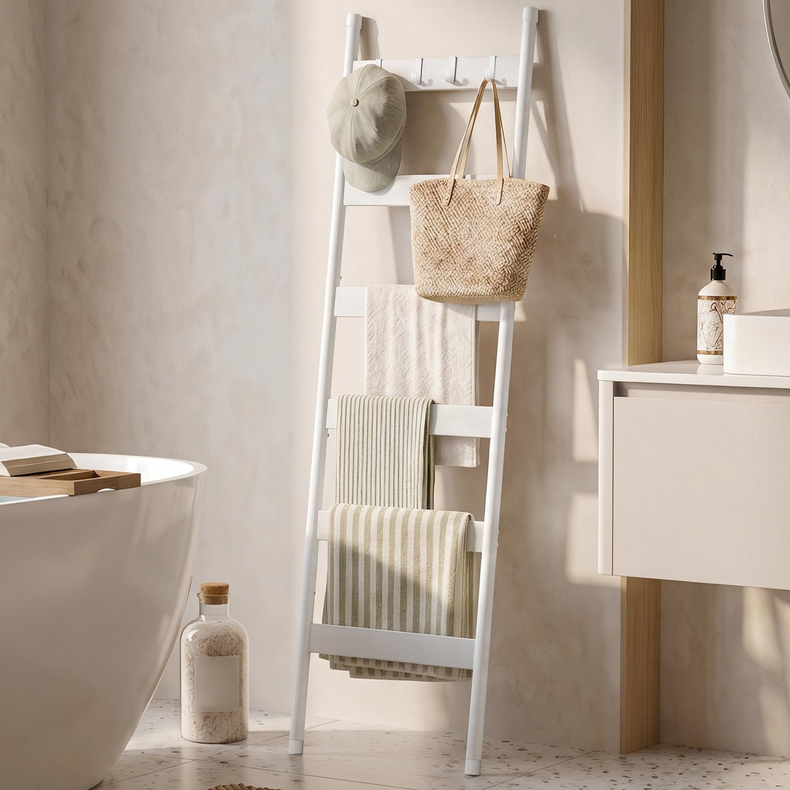 hoobro-ladder-shelves-chelle-plaid-blanc-6-niveaux-ww66cj01 image 4
